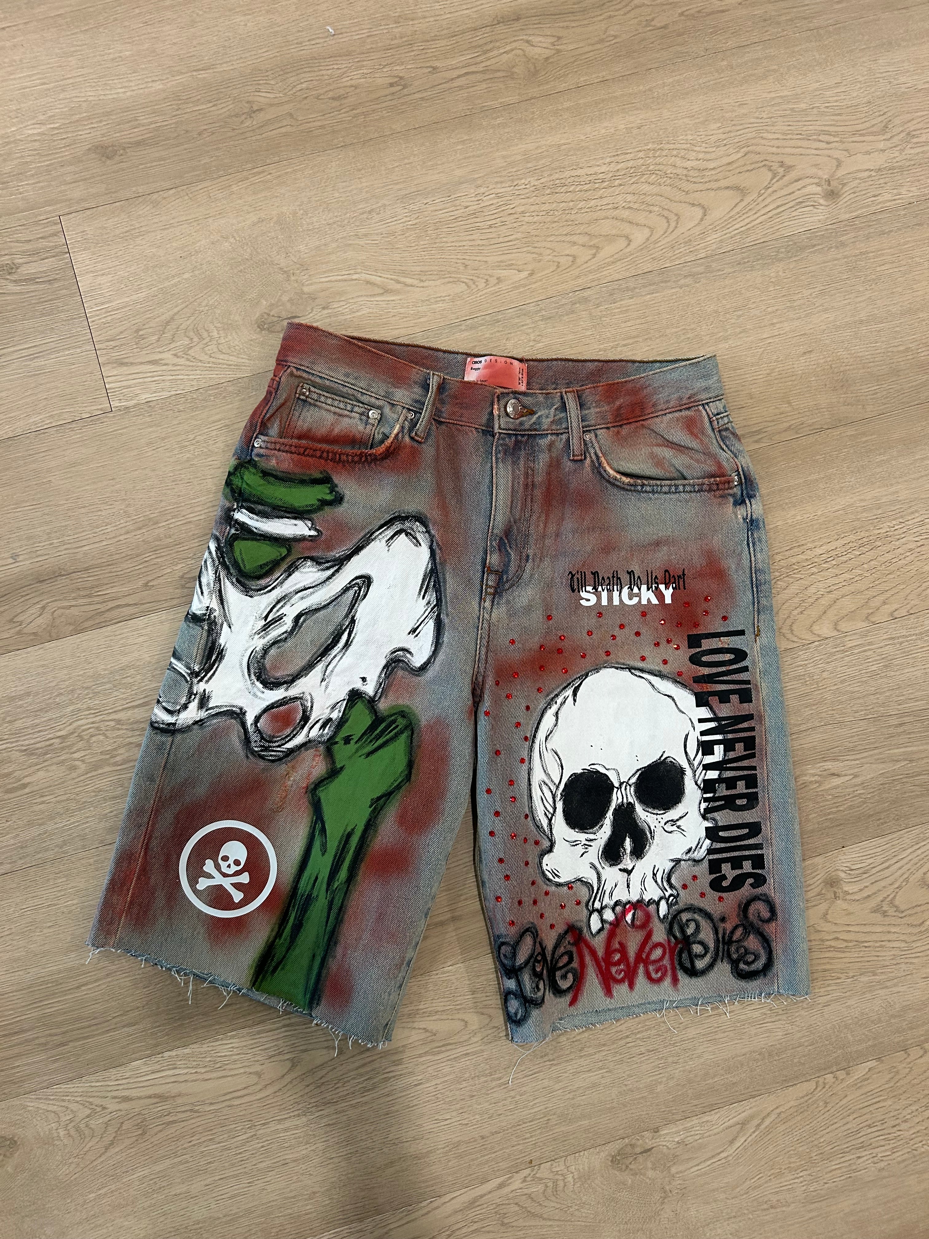 Sticky “Deadman Inheritance” Denim Shorts